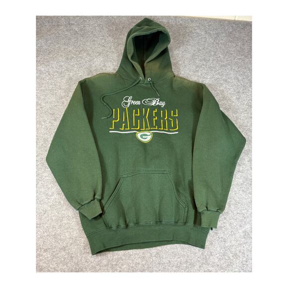 VINTAGE 90s Green Bay Packers Hoodie Mens Large Green NFL Football Sweatshirt - Picture 1 of 4